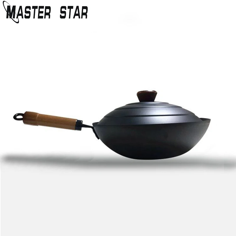 Мастер Звезда 30 см чугунные антипригарные Woks с крышкой Изысканная посуда Stew