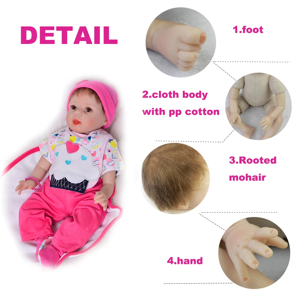Мода 55 см Baby Reborn Bonecas 22 дюйма Мягкая силиконовая виниловая кукла для