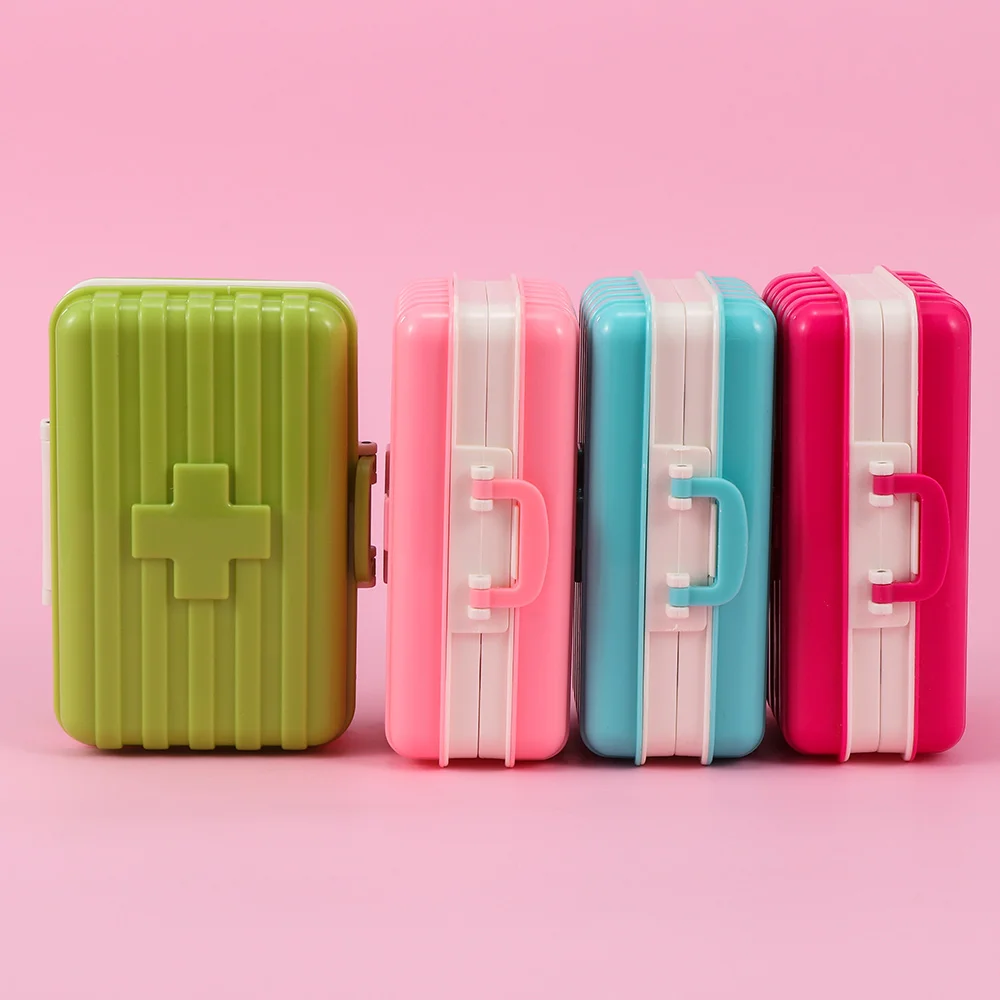 Mini Suitcase Modeling 6 Slots Home Medicine Box Creative Portable Outdoor Travel Pill Case Storage Cases | Дом и сад