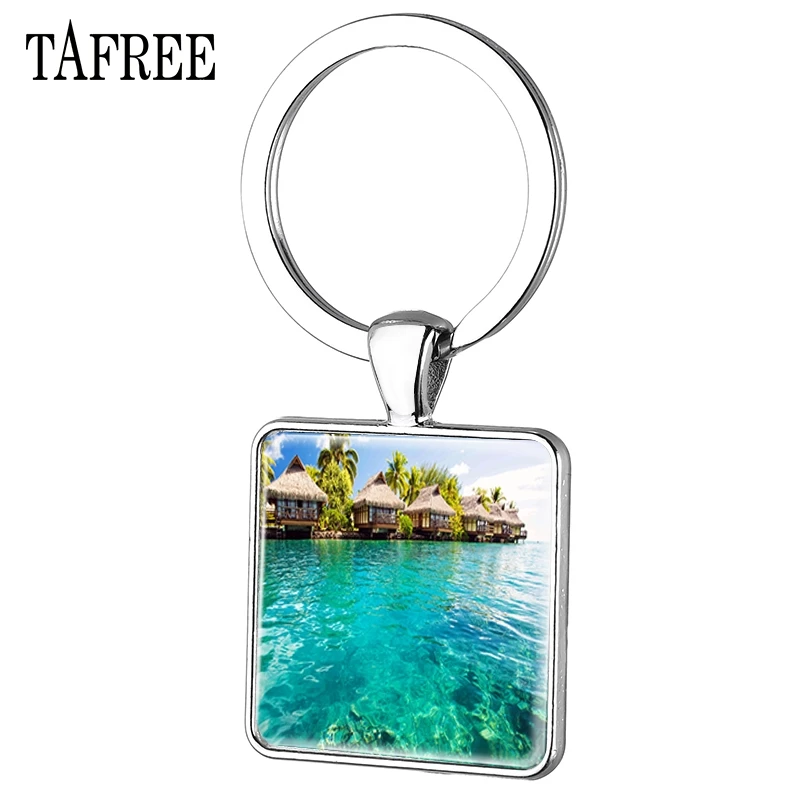 Брелок TAFREE для пляжных пляжей морская ветреная Серебряная квадратная цепочка