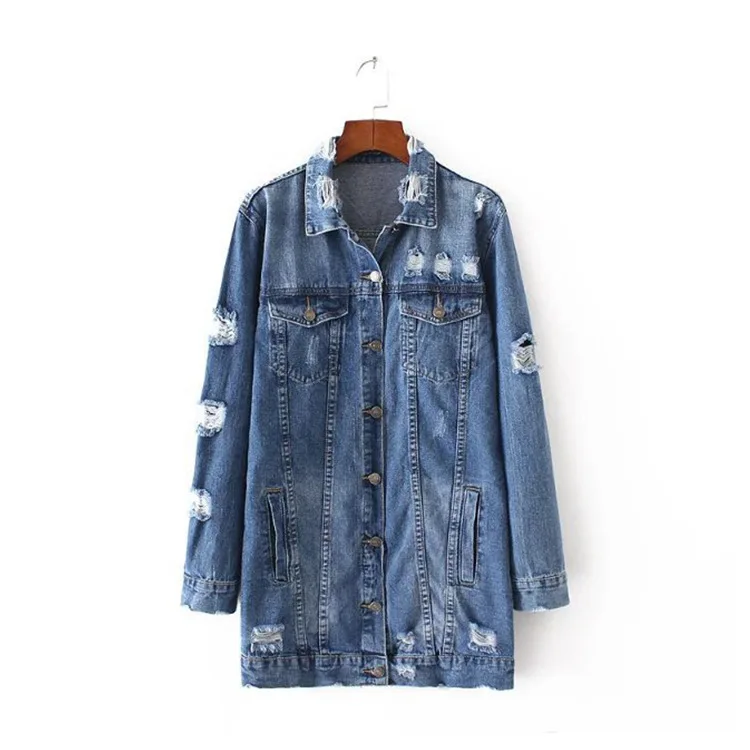 Бесплатная доставка Новинка 2017 года Джинсы для женщин пальто Тренчи рваные