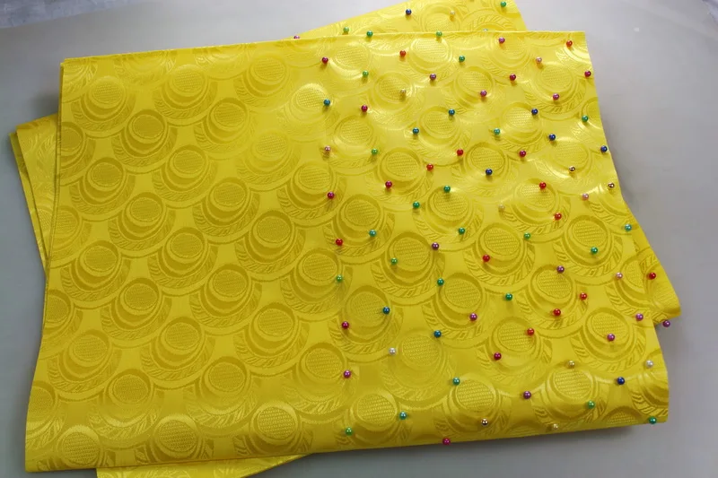 YELLOW В африканском стиле повязка на голову с бисером, головной убор, сего Gele& Ipele, глава галстук и оболочки, 2 шт./компл., B368 желтый - Цвет: YELLOW