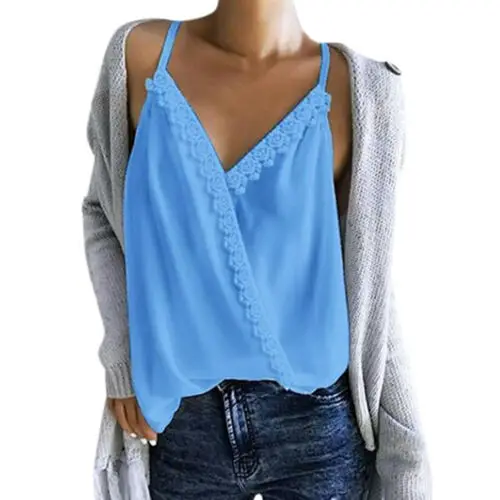 Модные летние женские шифоновые Свободные повседневные топы без рукавов