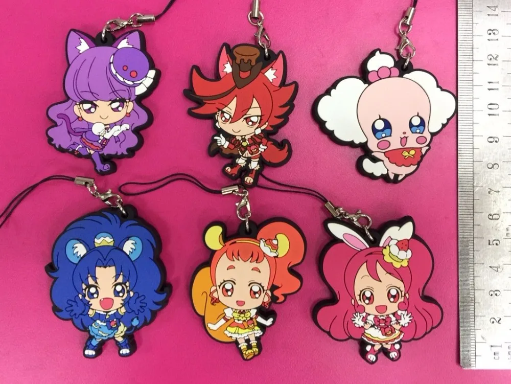 6 шт./лот Довольно вылечить Precure оригинальный японский аниме Рисунок резиновый