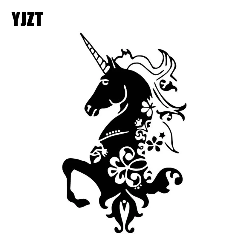 

YJZT 10,3 см * 16,7 см Единорог модное креативное украшение виниловая наклейка бампер автомобильные наклейки Черный/серебряный цвет