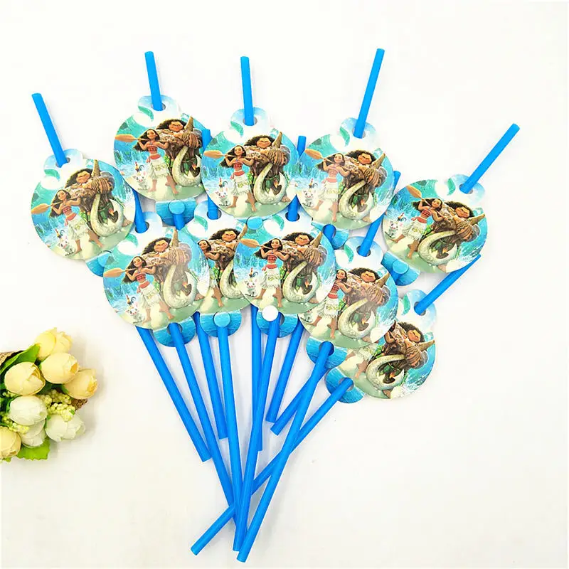 Straw 10pcs С изображением на тему Моаны вечерние кружки соломы коробка конфет для малышей на день рождения украшения для детей вечерние поставки вечерние одноразовая посуда набор гель-лаков - Цвет: Straw 10pcs