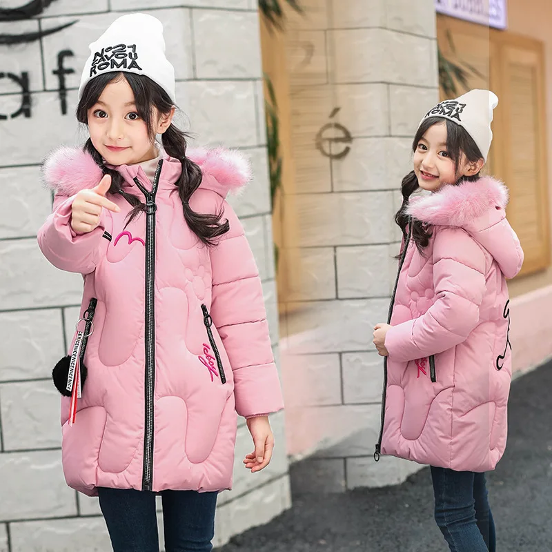 Новый дизайн зимние детские куртки с хлопковой подкладкой для девочек Длинные