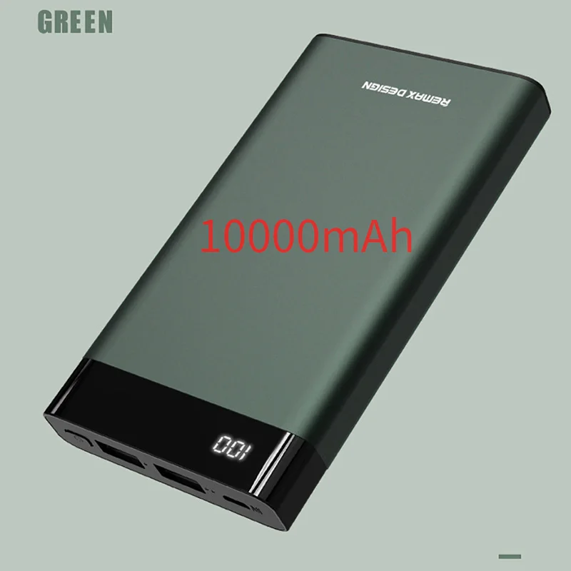 10000mah Green Внешний аккумулятор 20000 мАч светодиодный цифровой дисплей двойной USB внешний аккумулятор 10000 мАч для xiaomi MI9 huawei bateria portatil - Цвет: 10000mah Green