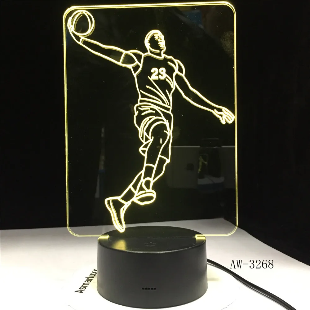 LeBron 23 баскетбольная форма светодиодный ночник 3D спортивная настольная лампа освещение Детская комната Декор Luminaria подарок Прямая поставка AW-3268