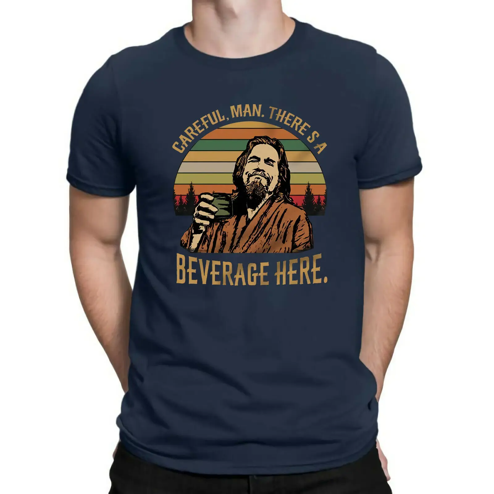 Мужская Винтажная футболка с надписью Here The Dude Big Lebowski Homme новинка 2019 уличная