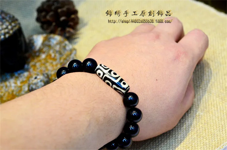 Бусины дзи из натурального камня A + браслет в тибетском стиле красного и черного
