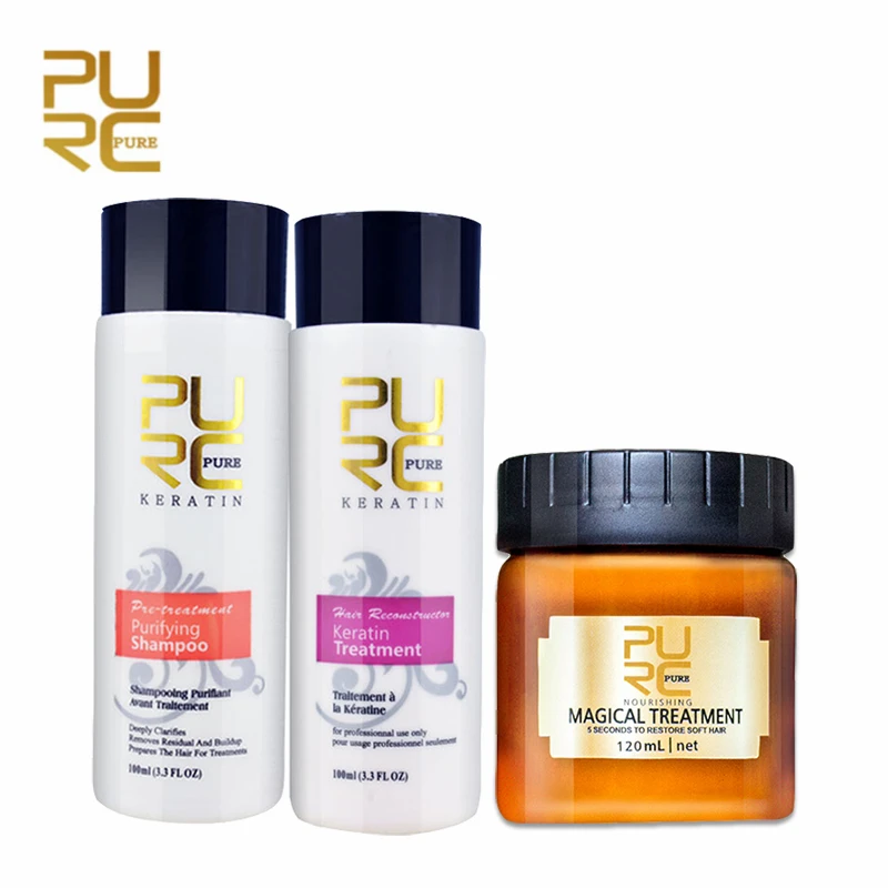 

PURC Straightening Hair and Repair Damage Hair Products Brazilian Keratin Treatment with Magical Smooth Hair Mask Treatment Sets