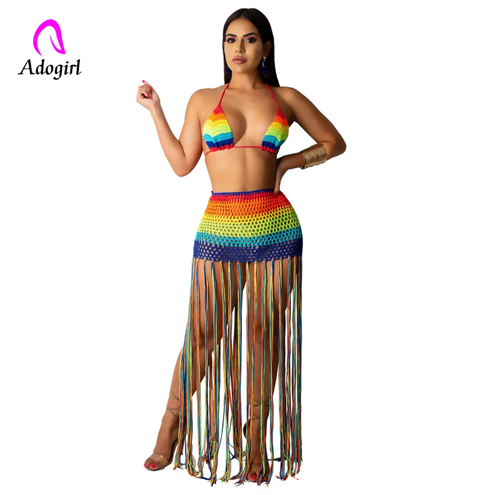 Adogirl 2019 Лето вязанные шапочки крючком ручная работа с бахромой Пляжные покрывала