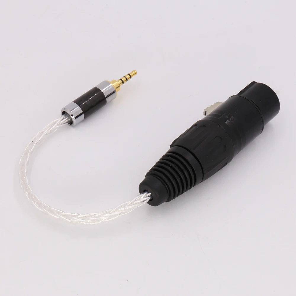 

20cm 8" 2.5mm Headphone to 4 Pin XLR Female Aux Cable TRRS Audio Jack Pole 7N OCC Copper Silver plated Adapter Cable