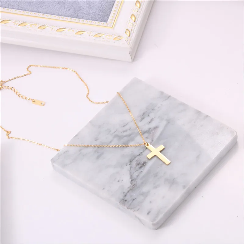 

Fashion Titanium Steel Jewelry Geometric Cross Necklace Punk Retro Short Chain necklace for women men love necklace gift