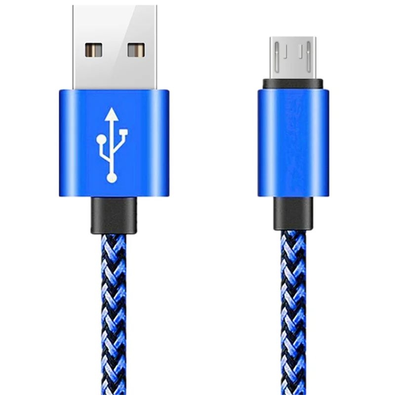 Blue Металлический Плетеный Micro USB кабель синхронизации данных и зарядки для Redmi 5 Plus 6A 6 Pro Note 2 3 4 4X 5A быстрое зарядное устройство для телефона Android USB кабель - Цвет: Blue