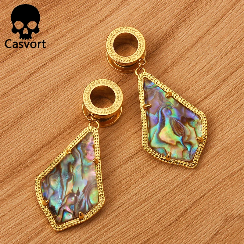 Casvort Trendy Alex Semi-precious Stone Gold Color Dangle Earrings Modern Plugs Body earring Jewelry for Women Wholesale Gift | Украшения и