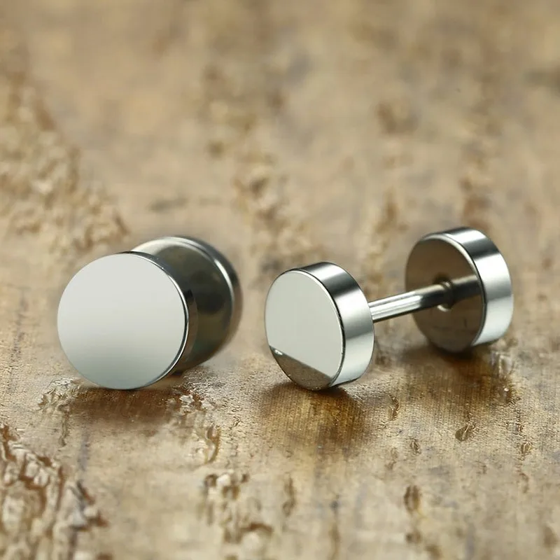 Silver Vnox, модные серьги-гвоздики из нержавеющей стали для женщин и мужчин, штанга, дарбелл, панк, готика, Ретро стиль, Brincos - Окраска металла: Silver