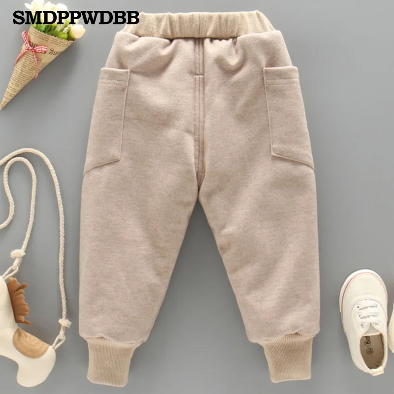 SMDPPWDBB 90 130 см повседневные Зимние флисовые штаны для мальчиков утепленные брюки