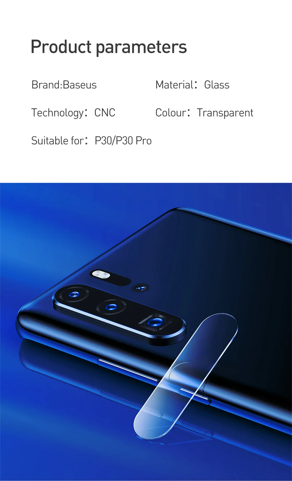 Baseus 0,2 мм закаленное стекло объектив камеры для huawei P30 P30 Pro защита экрана задняя камера защитная пленка для huawei P30 стекло