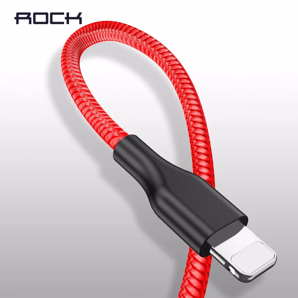 USB кабель для iPhone XS Max ROCK оригинальный металлический нейлоновый XR X 8 6 6s Plus 5S 2.4A