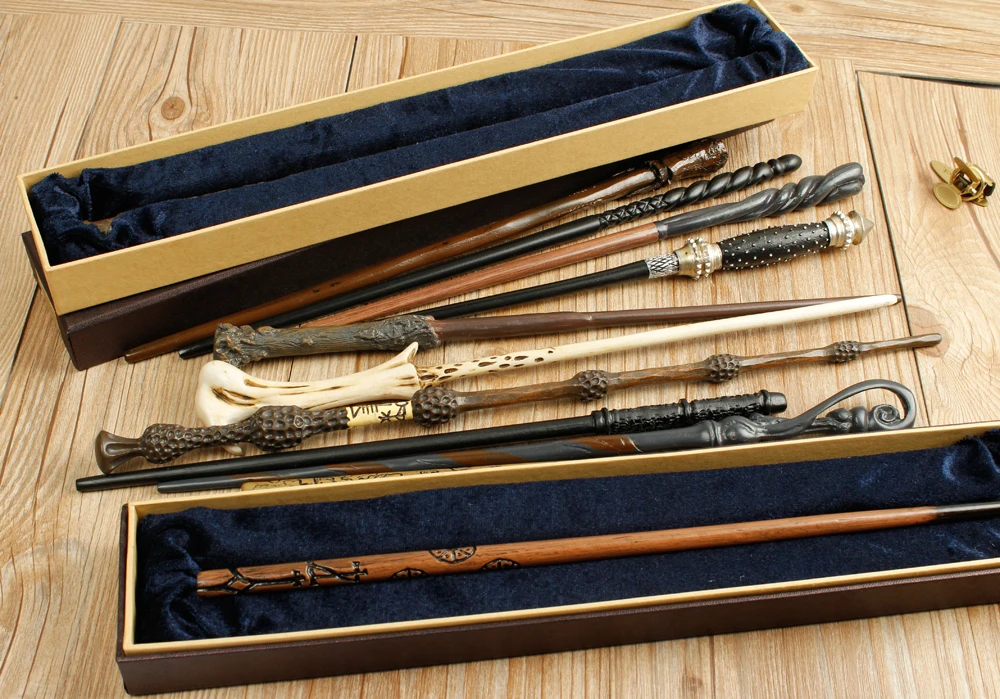 Качественный Металлический сердечник Deluxe COS Har Potter волшебная палочка с коробкой Дамблдор Волдеморт Рон Гермиона луна волшебная палочка бесплатно поезд тик