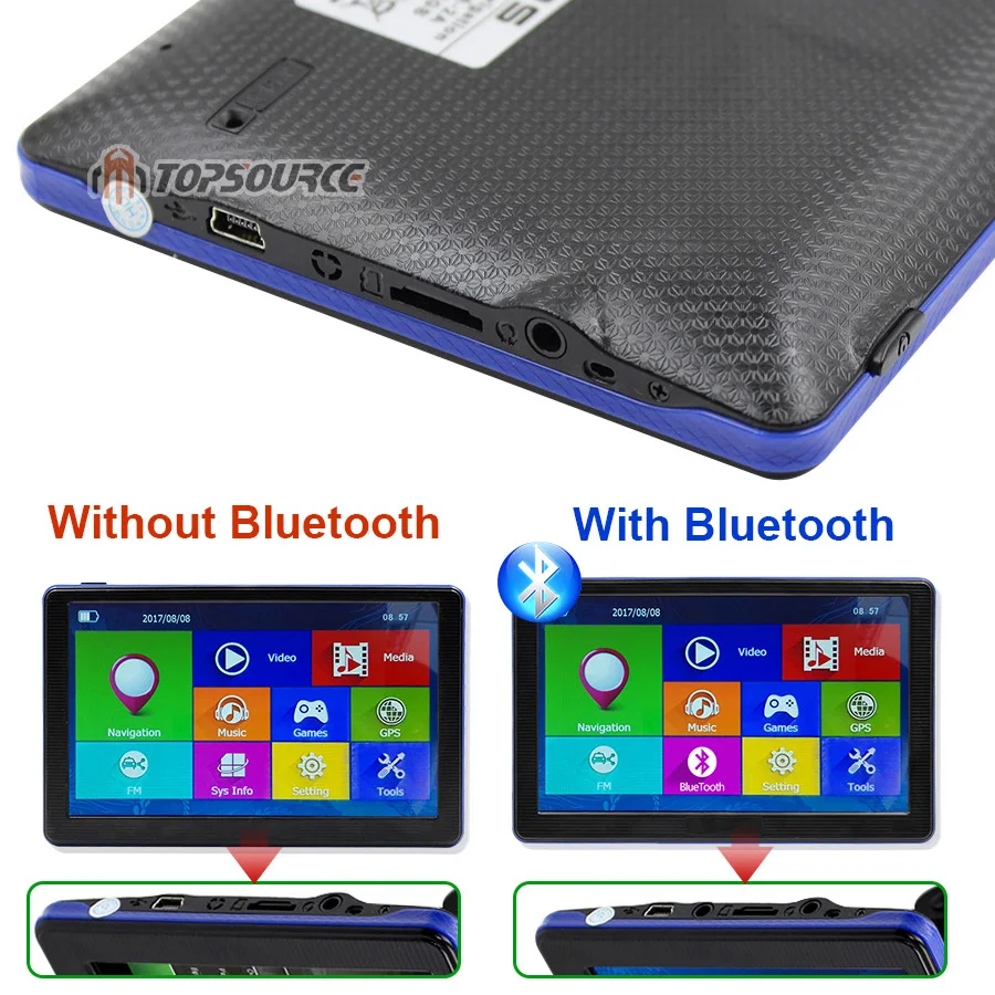 TOPSOURCE HD 7 ''портативный Автомобильный gps навигатор Win CE6.0 FM 8 ГБ 800 МГц карта для Европы/США+ Канада пожизненные карты и дорожные карты