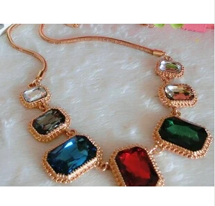 127 # Exaggerated Gem Crystal Necklace Female Rectangle Pendant | Украшения и аксессуары