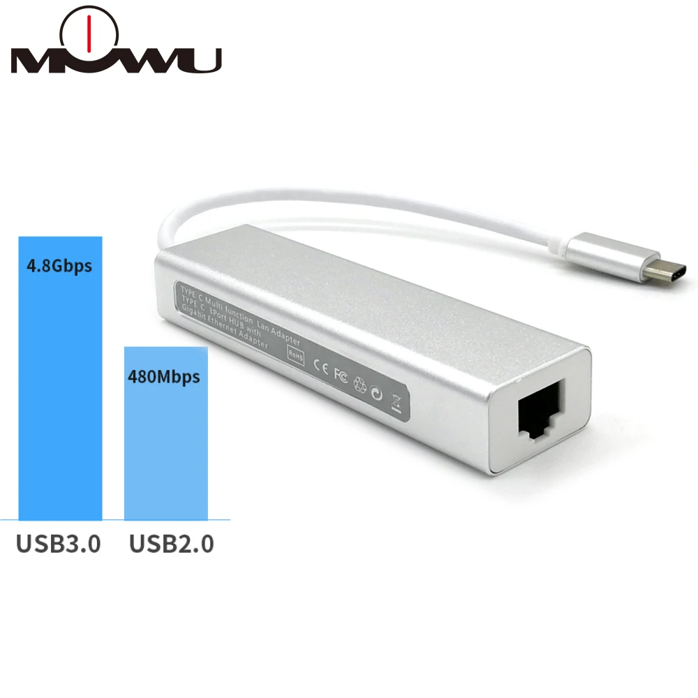 3 порта USB 0 концентратор типа C к Ethernet LAN RJ45 кабель адаптер Сетевая карта гигабит/100