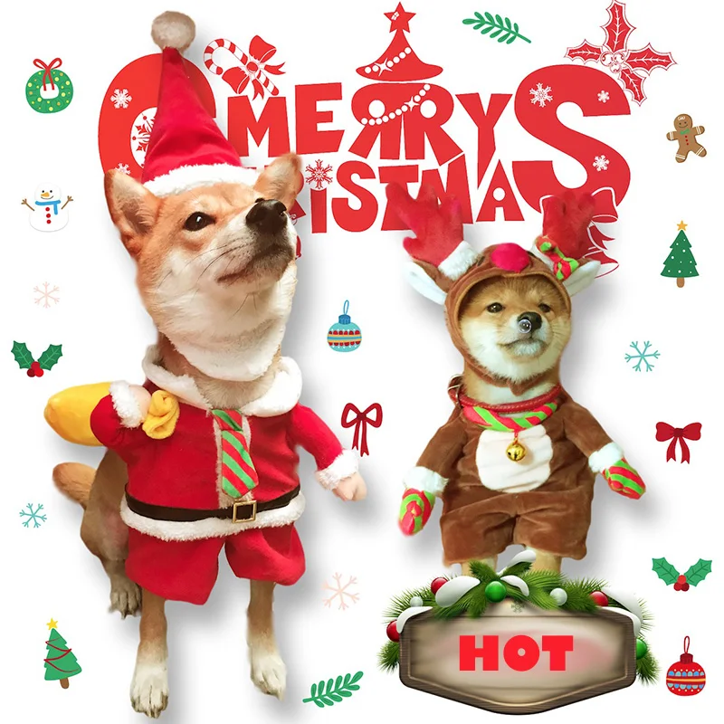 Очаровательны Собака Костюмы для кошек x'mas Санта Клаус/Лось Косплэй костюм