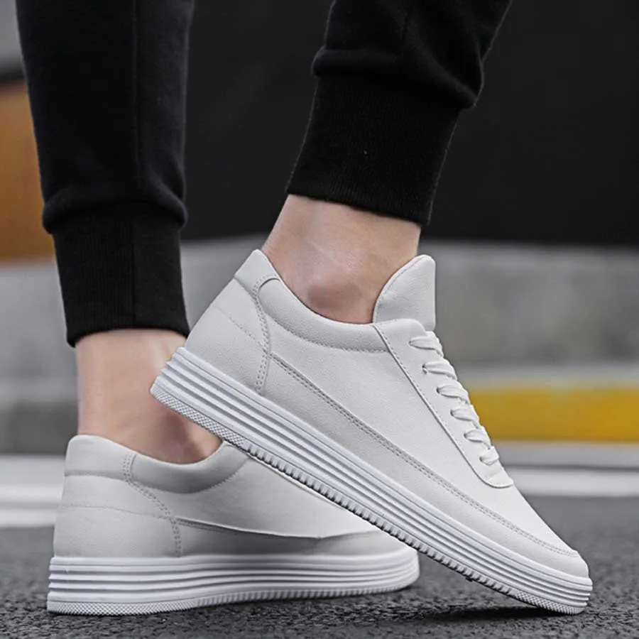 Новинка Мужская повседневная обувь на толстой подошве Мягкая кожа Корейская