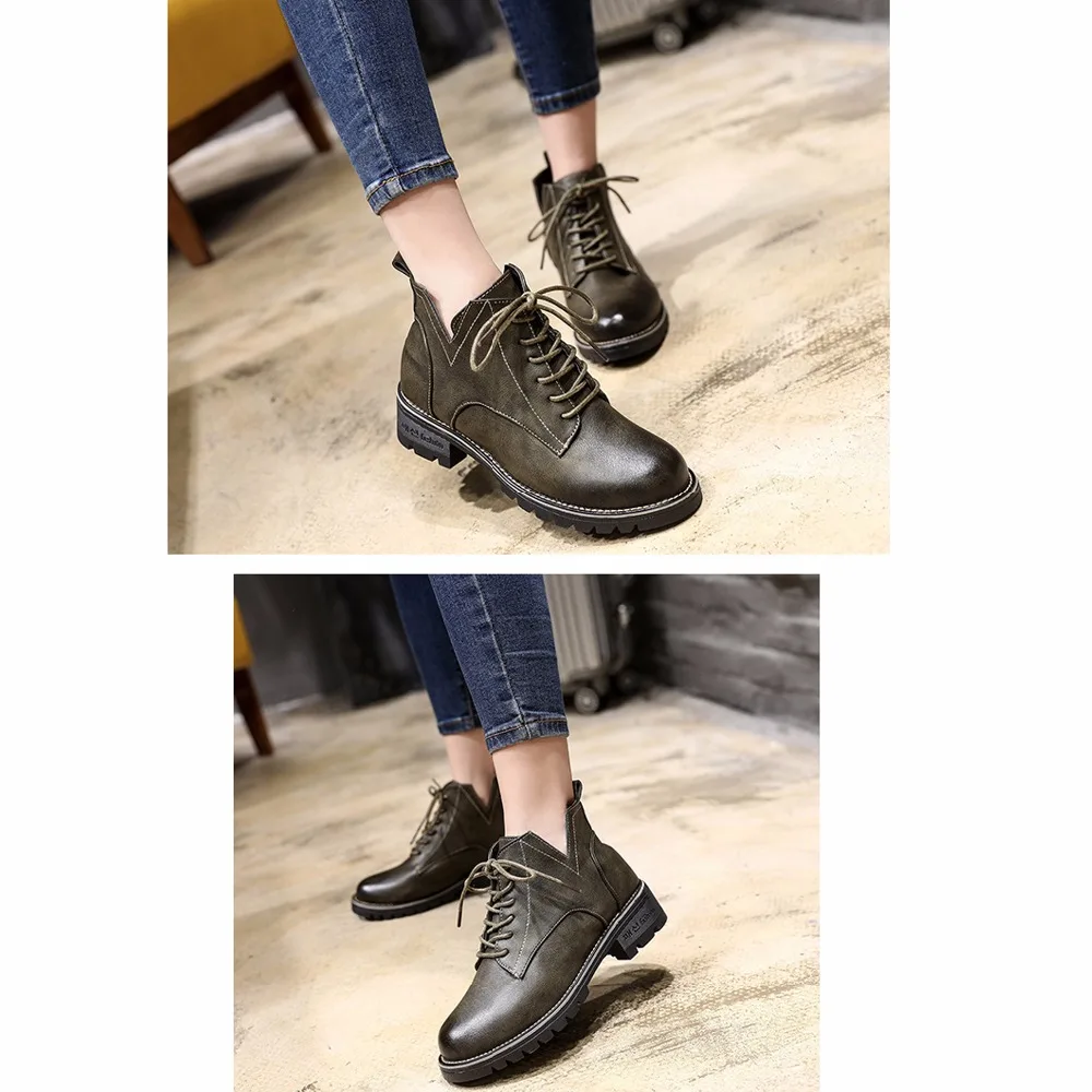 2017 new winter martin boots British style students joker velvet plate short bare women's tie comfortable heel | Игрушки и хобби