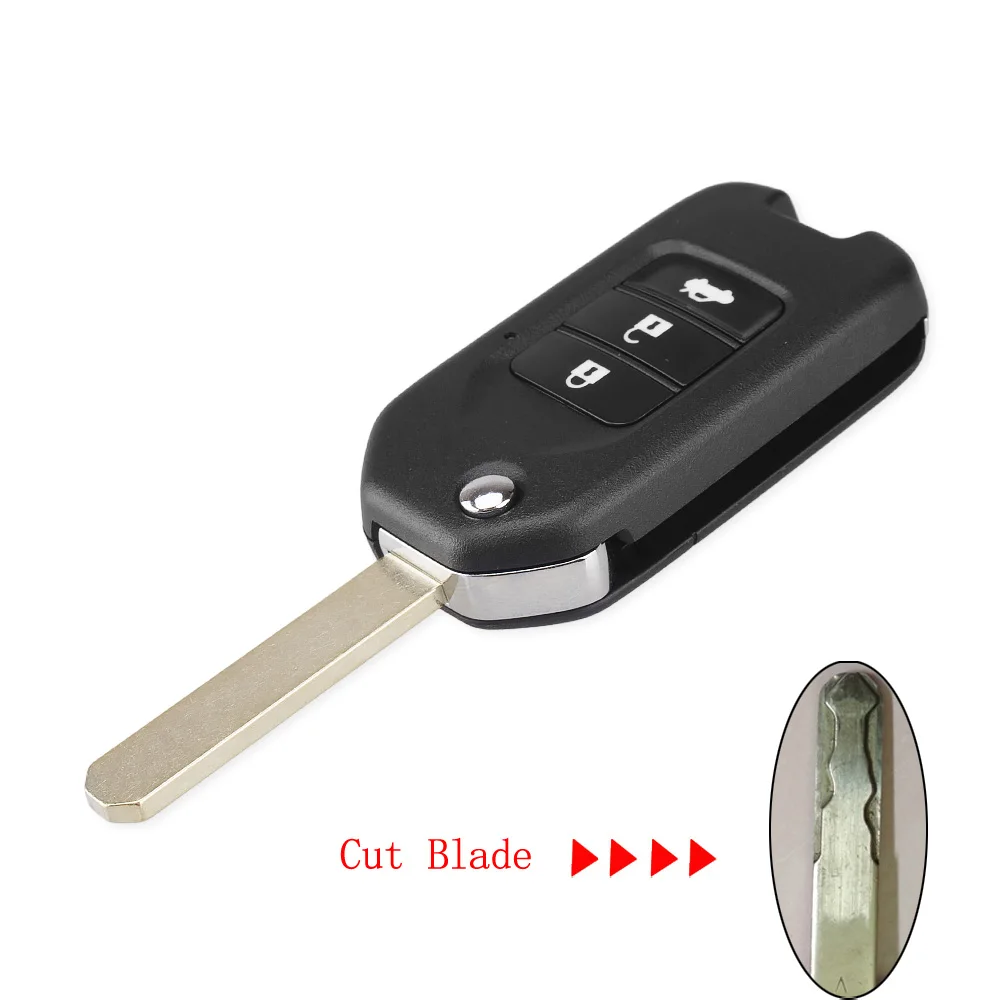 KEYYOU для Honda FIT XRV VEZEL CITY JAZZ CIVIC HRV 3 кнопки измененная откидная оболочка ключа дистанционного управления чехол Fob - Цвет: Cut Blade