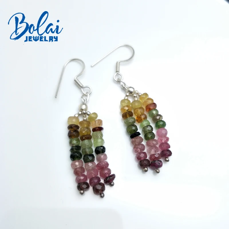 Bolaijewelry, классические натуральные турмалиновые серьги в 925 пробы драгоценности из серебра и камней, лучший подарок для леди, повседневная одежда