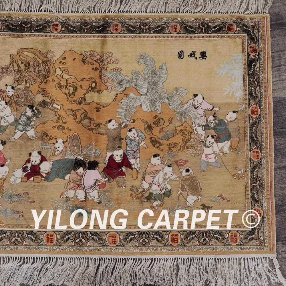 Yilong 2 'x 3' 400 линия восточные ковры шелковое искусство коллекция гобелен Играя