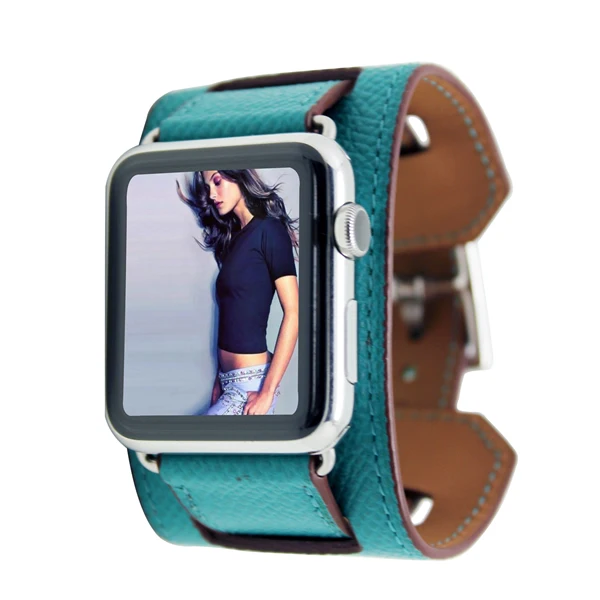 Ремешок для часов из натуральной кожи для Apple Watch серии 1 2 3 iwatch 38 42 мм Ремешки для наручных часов для Apple Smart Watch браслет на запястье Starp - Цвет ремешка: Green