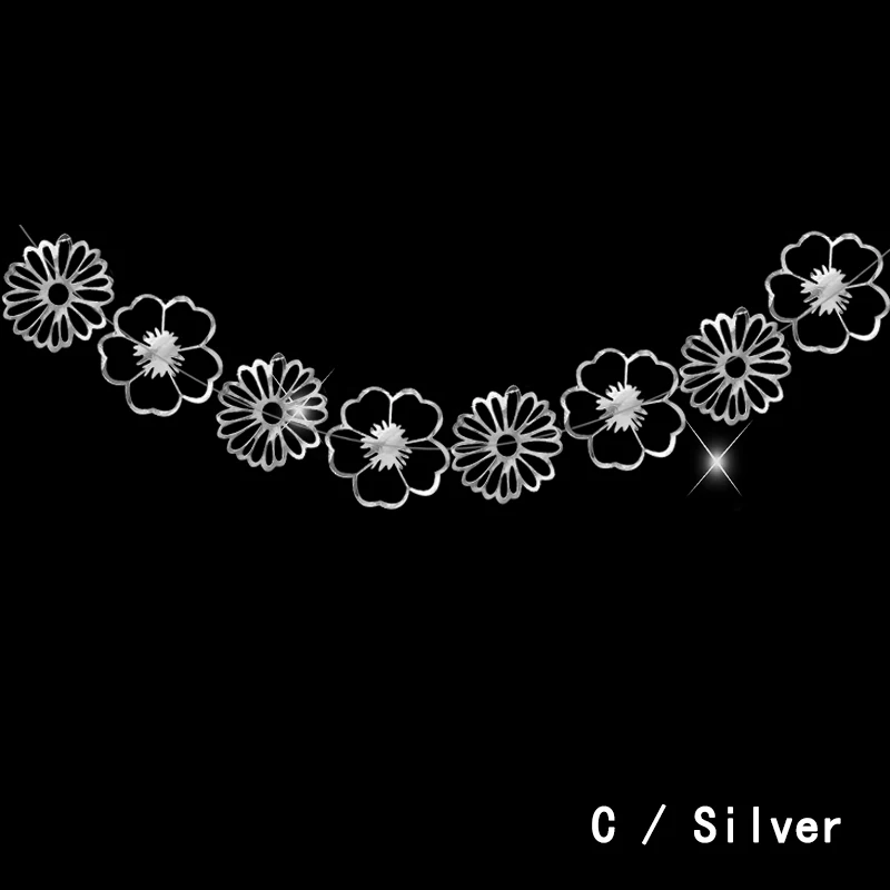 Garlands Silver C Блестящие золотые/серебряные полые бабочки наклейки на стену Цветочные листья висячие дома плакат детские комнаты свадебные украшения - Цвет: Garlands Silver C