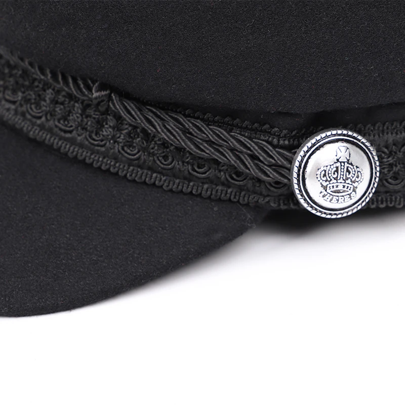 Hot Fashion Solid Color Military Hats Newsboy Hat Autumn Winter Man Woman Captain Caps Vintage Trucker Wool Casual Flat Cap Bone |
