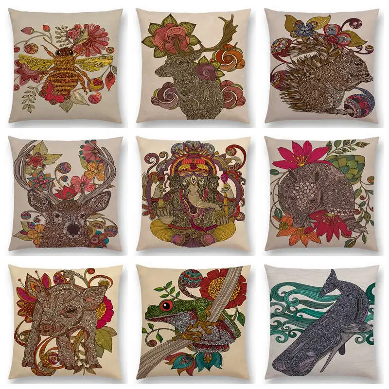 Мандалы в индийском стиле цветочные животные цветок олень слон Кит пчела свинья