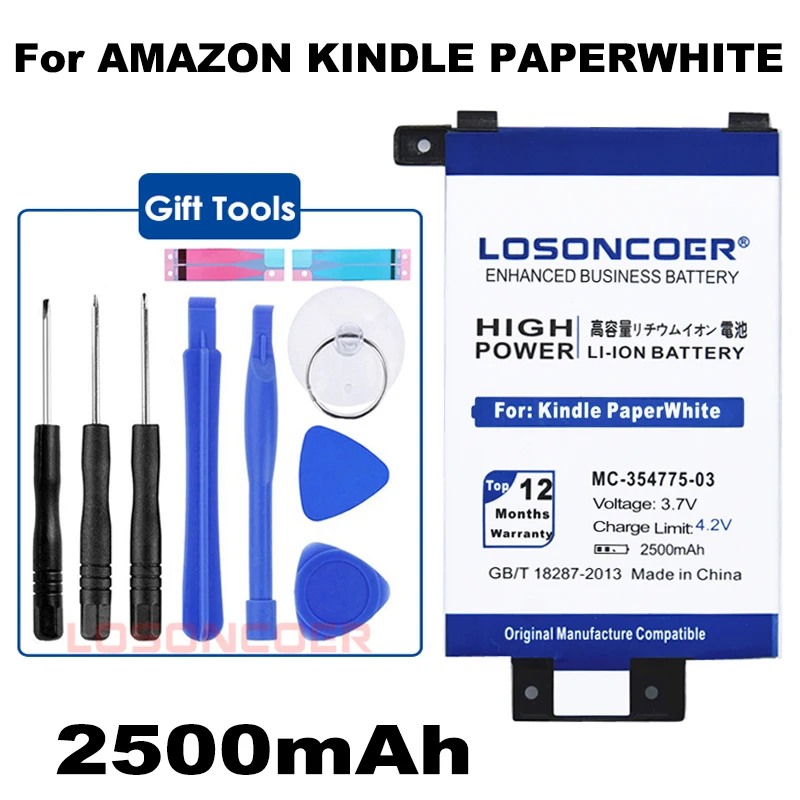 LOSONCOER 2500 мАч MC 354775 03 Аккумуляторы для смартфонов Amazon Kindle PaperWhite S2011 003 S 58 000008 DP75SD1 +