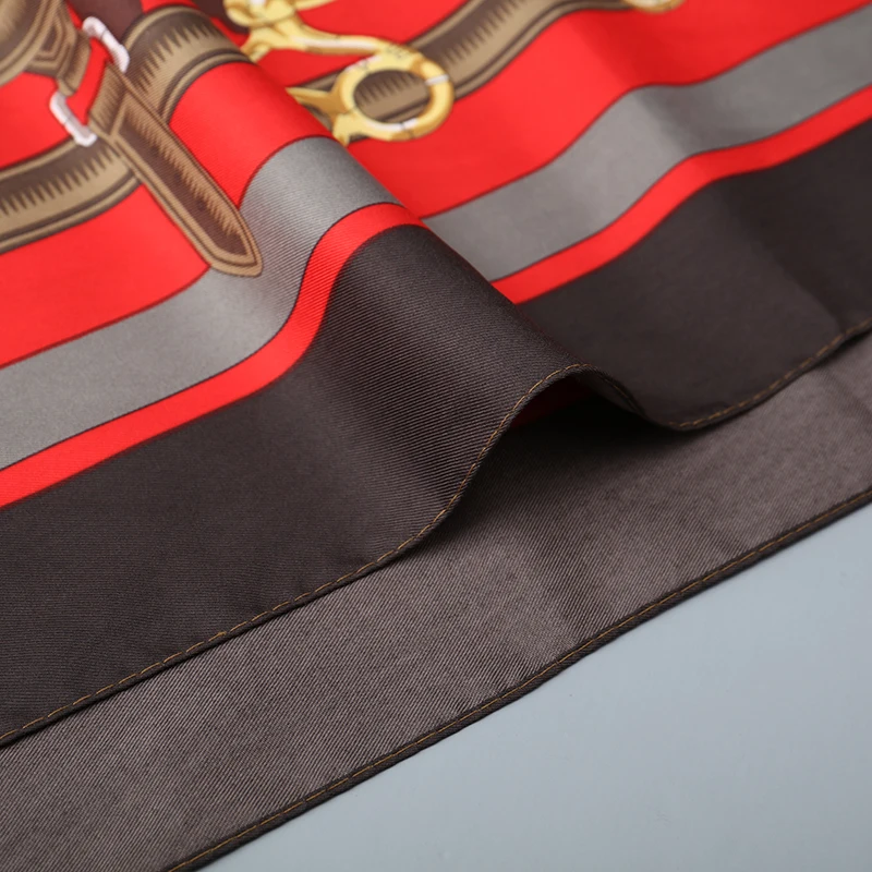 

[FEILEDIS] 100% Silk Scarf Women Large Shawls Print Stoles Square Bandana Luxury Brand Kerchief Scarf Female ASN09