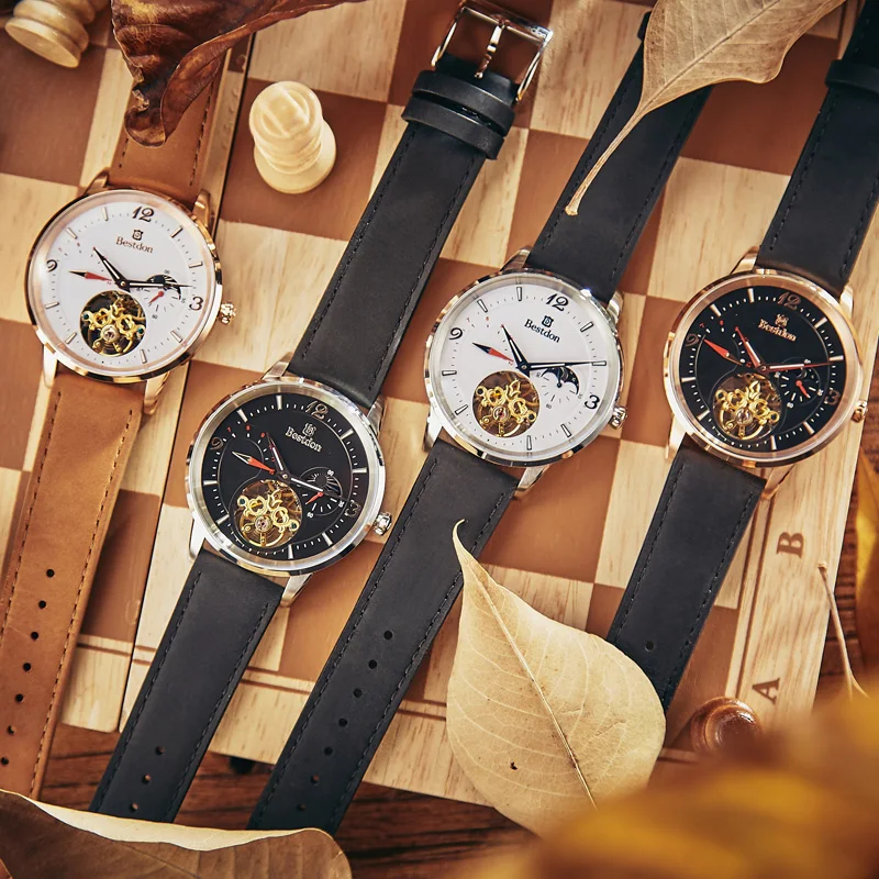 Мужские полностью автоматические механические часы Bestdon Tourbillon роскошные модные