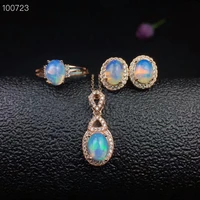 kjjeaxcmy boutique jewels 925 pure silver inlaid natural opal pendant necklace ring earrings set up female support test