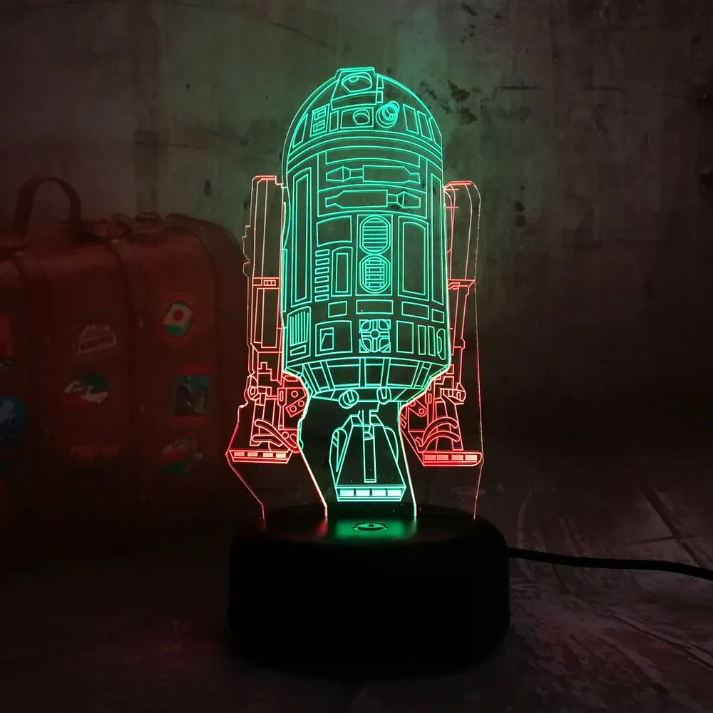 Звездные войны R2D2 космический корабль 3D светодиодный RGB 7 смешанных цветов