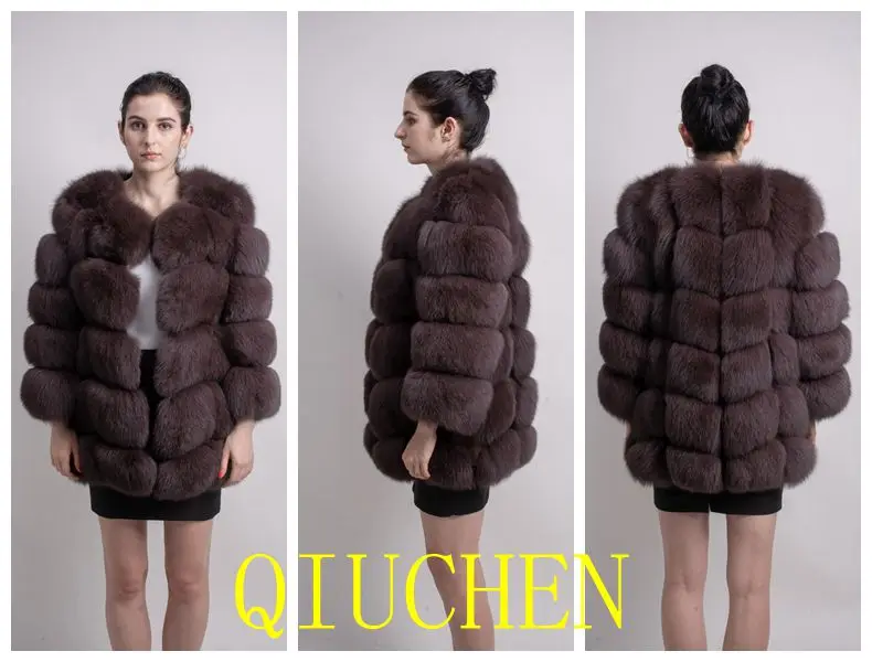 QIUCHEN PJ8078 Большая распродажа,, все реальные фотографии, Женское зимнее пальто с натуральным лисьим мехом, куртка с длинными рукавами и лисьим мехом, куртка для девочек