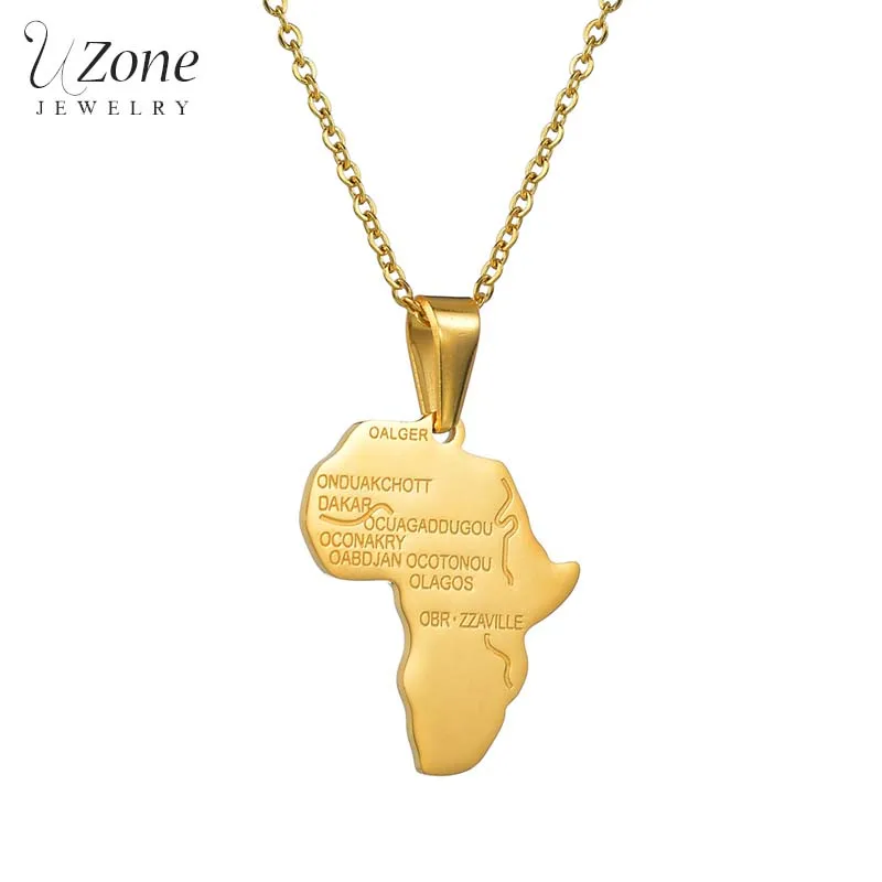 Uzone кулон Карта Африки ожерелье для женщин и мужчин ювелирные изделия из