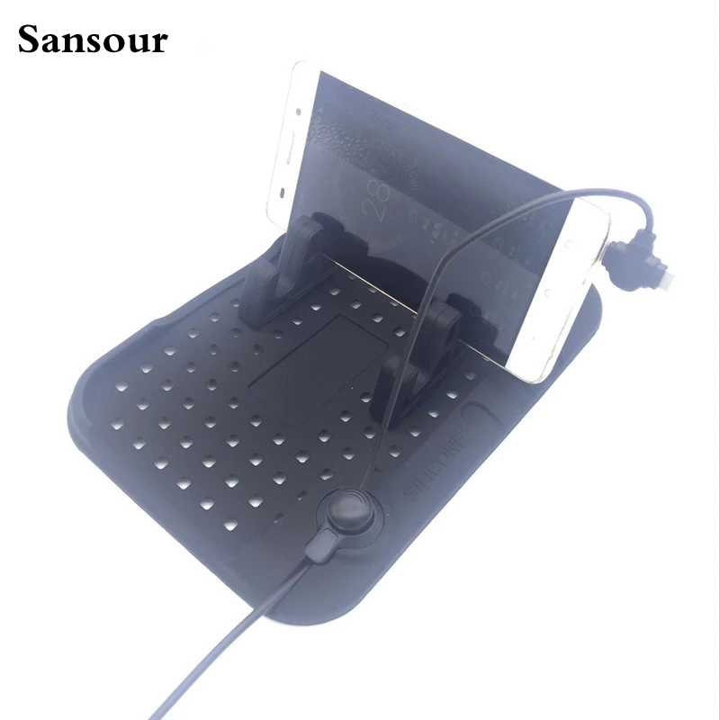 

Sansour Car changer stand Magnet charging phone holder Auto Dual-plug universal mobile magnetic mount Anti-slip organizer