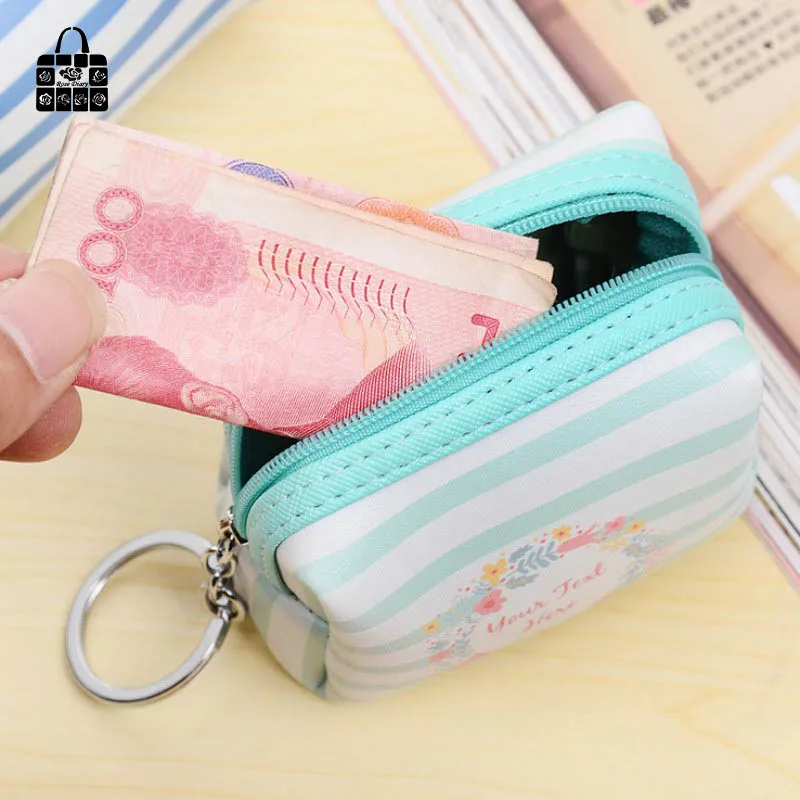 RoseDiary венок в полоску кожаный квадратный на молнии Детский кошелек Kawaii сумка для