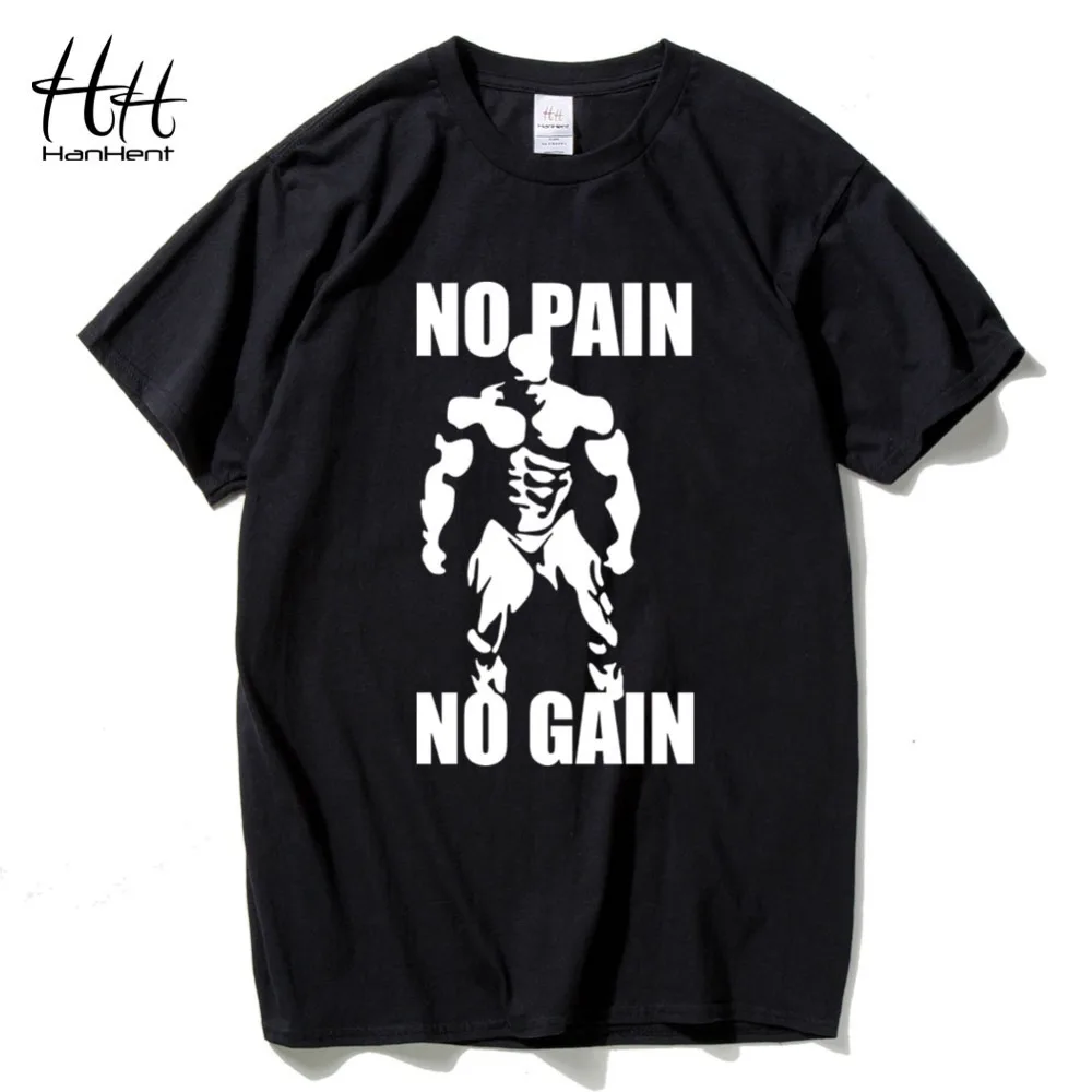 HanHent creativity no pain gain футболка Новая модная повседневная с принтом camiseta masculina новинка