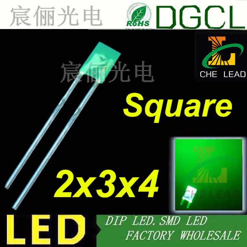 (Квадратный светодиодный Диод) 3 мм желтые диффузные светодиоды 2 * 4